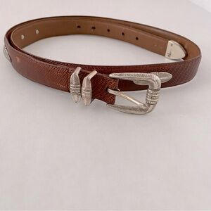 Brown Leather Belt with Silver Buckle